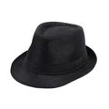 Classico cappello Panama in lino intrecciato nero con tesa rialzata e nastro decorativo - Taglia Adulto (Circa 58cm) / Nero