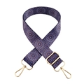Bandoulière ethnique à motif mandala bleu avec boucles en métal doré pour sacs à main - Style 169 / Argenté