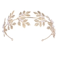 Golden leaf bridal headband with pearls in classical Greek style for weddings - Pearl Gold Leaf Headband