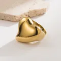 Polished 18K gold plated heart shaped chunky ring with a glossy reflective finish - Heart Smooth Surface