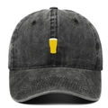 Gorra de béisbol de algodón gris oscuro lavado con bordado de jarra de cerveza - Negro