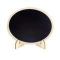 Oval mini blackboard with wooden frame and easel stand for tabletop display - Oval