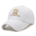 Weiße Baseballkappe mit goldener 'R RELAXATION' Stickerei auf atmungsaktivem Mesh - Verstellbar / Weiß