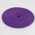 Boina clásica de lana morada con tallo central, elegante sombrero retro de invierno - M (56-58cm) / Púrpura profundo