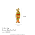 18K gold plated stainless steel fish pendant with colorful red and green enamel scales - Colorful Scaled Fish (N3725_2)