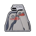 Creative LOADING penguin enamel brooch pin with glitch art style in black and grey - Loading Penguins(QHXZ4305)