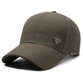Classic army green baseball cap with sport metal logo and textured ripstop fabric - Adjustable / Army Green
