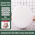 Round white PE plastic cutting board with metal handle, 38cm diameter and 10cm thickness - Diameter 38cm * Thickness 10cm / White