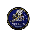 Round Top Gun SEABEES embroidery patch with yellow border for tactical outdoor jackets - SEABEES Badge