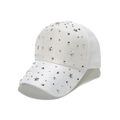 Detail of white baseball cap featuring silver star studs and rivets on the fabric - M (56-58cm) / White