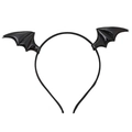 Close-up of Halloween headband featuring shiny black bat wings on a white background - 50# Black PU Bat
