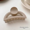 Matte beige hair claw clip with hollow design, large 9cm size - Semicircle Claw Style / Diameter approx 9cm / Gray