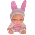 8 inch sleeping baby doll wearing a pink and white plush rabbit costume - 8 Inch Rabbit