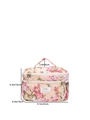 Gesteppte Blumen-Kosmetiktasche in Beige mit rosa Blumen und präzisen Größenangaben - Groß / Cappuccino (Rosa mit roten Blumen)