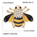 Spilla a forma di ape dorata in smalto con strass e dimensioni di 3,1x2,4cm indicate - Giallo (MM-BR-2383黄色)