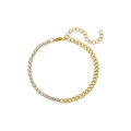 Bracciale in acciaio inossidabile dorato con catena cubana e zirconi scintillanti - Bracciale