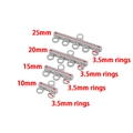 Silver stainless steel multi-strand jewelry connectors in four assorted size specifications - 2 Rows / Steel