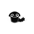 Funny cartoon black cat brooch with bat accent in a quirky bucket shape metal pin - Black Cat With Bat In Bucket Style (XZ3060-7)