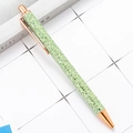Luxury ballpoint pen with sparkling green crystals and elegant rose gold metal accents - Plaid Green (Rose Gold Trim)