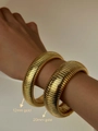 Vintage 18k gold plated Tubogas elastic bangles in 12mm and 20mm width variants - Width 20mm/Length 18cm / Gold