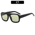 Square black thick frame sunglasses with pale yellow-green translucent lenses - Black Frame Green Lens