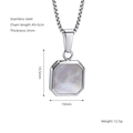 Collana in acciaio inossidabile argento con ciondolo ottagonale in madreperla - Acciaio-Conchiglia Bianca