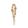 Handmade woven daisy flower phone wrist strap in orange and white with a gold metal clasp - Type L Fruit Green + Golden Yellow + White