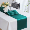 Dark green satin table runner with glossy finish for elegant wedding table decor - 30x275cm / Teal