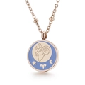 Collana in oro rosa con pendente Ariete in smalto blu su catena a palline - Ariete (KN196861-K)