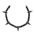 Detailed close-up of 5mm black tennis bracelet with metal spikes and round cubic zirconia - 16cm / Black Gold Black Stone