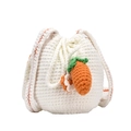 Handmade crochet bunny ear bucket bag with cute carrot decor and drawstring closure - Carrot/Rabbit Ears / Orange