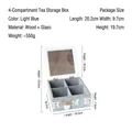 Light blue 4-compartment wooden storage box with glass lid and HOME decoration - 4 Grids / Light Blue