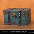 Grand coffret en bois vert émeraude vintage avec lanière en cuir et serrure en bronze - XL-Serrure de la Chance / Émeraude