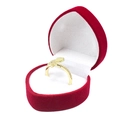 Gold ring with zircon pavé in romantic red heart-shaped velvet jewelry gift box - White / High-grade Small Heart Ring Box / Red