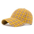Cappellino da baseball a scacchi gialli in stile classico inglese con visiera - Giallo
