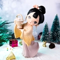Traditional Hanfu girl figurine with flower basket in a festive winter snow setting - 1142-2 Medium Yellow Skirt with Basket