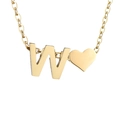 Collana dorata personalizzata con lettera W e ciondolo a cuore su catena classica - Lettera W - Oro