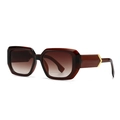 Square oversized sunglasses with reddish-brown frames and gradient brown lenses - Tea (C3 Tea Frame Tea Lens)
