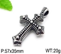 Detail view of a punk-style stainless steel cross pendant with a textured surface finish - Dotted Cross (Style 18)
