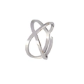 Minimalist silver X-shaped geometric cross ring with polished finish and open adjustable band - X-Cross-Silver