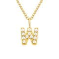 Collana in acciaio inossidabile dorato con ciondolo iniziale W e perle per donna - Lettera W - Oro