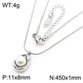 Collar de acero inoxidable plateado con colgante de perla, peso 4g, medida 450x1mm - Collar de Plata