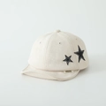 Detail of beige suede kids baseball cap with star patches and soft stitching texture - 50cm (1-3 Years) / Flat Cap / Off White