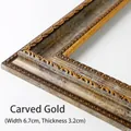 European vintage gold carved picture frame with 6.7cm width and rococo floral details - Carved Gold / Inner Diameter 10x10cm (Assembled)