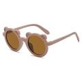 Cute Morandi pink bear ear children's sunglasses with brown round lenses for kids - Dusty Rose Frame Tea Lenses