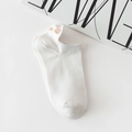White low-cut cotton socks for women featuring pink embroidered love heart on the heel - Heart