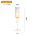 Irisierendes Kristall-Champagnerglas 220ml mit Goldrand und elegantem Perlstab-Design - Bunte Perlen Champagnerflöte