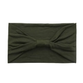 Deep green elastic cotton yoga headband with a soft bow design on a white background - Green