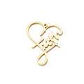 Macro shot of gold heart-shaped Faith pendant with polished stainless steel finish - Gold