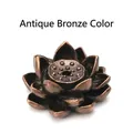 Porte-encens en forme de fleur de lotus en bronze antique avec détails métalliques soignés - Lotus à Trois Couches Bronze Rouge